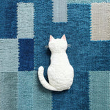 Microfiber Bath Mat with Playful Cat Design(Blue)