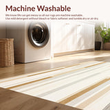 Abstract Beige Stripe Area Contemporary Linear Design(Beige)