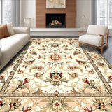 Timeless Floral Area Beige Brown Non Slip Entryway(Beige)