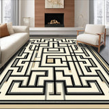 Art Deco Inspired Area Showcasing Elegant Maze and Lattice Graphics(Beige)