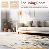 Modern Beige and Smoke Swirl with Abstract Floral Motifs(Beige)