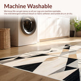 Abstract Geometric Area Black & Beige Minimalist Patterned(Beige)