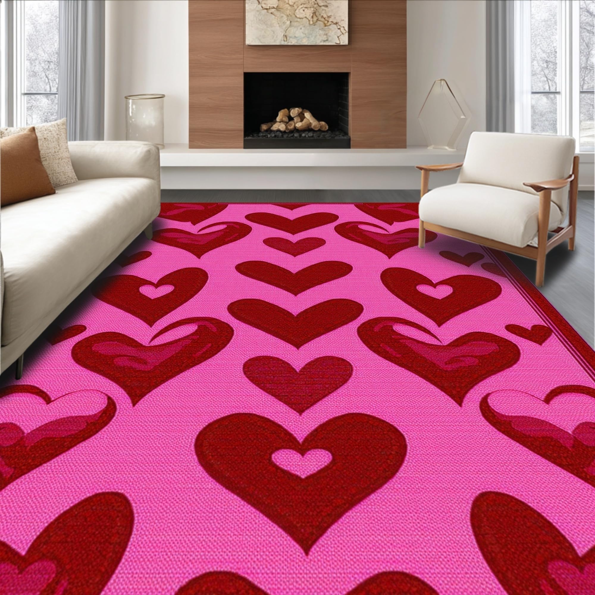 Playful Rose Red Cozy Aesthetic Rug – ODIKA
