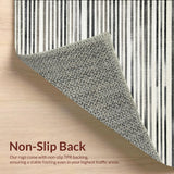 Modern Striped Monochrome Floor Covering with Parallel Bold Lines(Black)