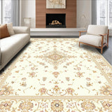 Classic Ivory Beige Medallion with Decorative Scroll and Floral(Beige)