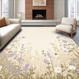 Elegant Wildflower Area Pair Beige Cushioned Kitchen Floor Mat(Beige)