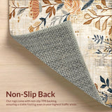 Boho Beige Non Slip Kitchen Runner Vintage Floral(Beige)
