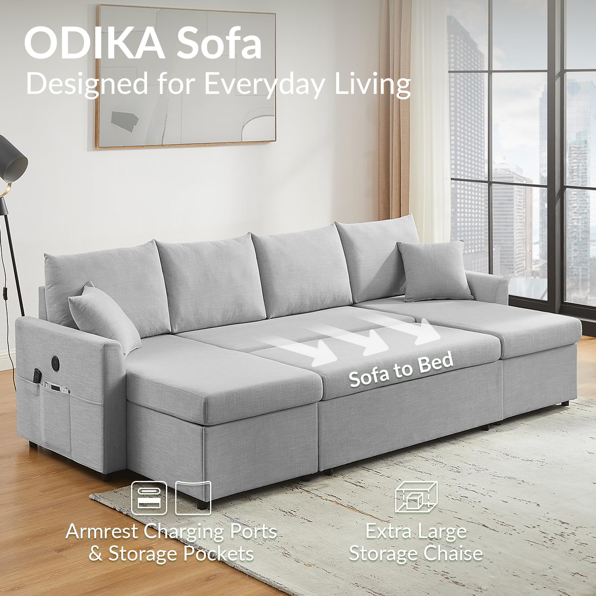 ODIKA Sleeper Sofa Additional Chaise – Chaise for Upgrading Your Existing L - ODIKA