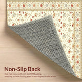 Versatile Entry with Non Slip Base Stylish Floral Motif(Beige)