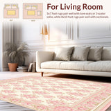 Blush Scallop Rosette Accent Area Floral Motif(Ivory)