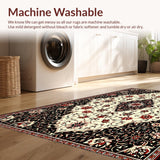 Classic Floral Entryway Non Shedding Rectangular(Black)