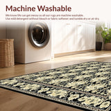 Stylish Black Area Showcasing Artistic Floral Motifs in Beige(Black)