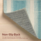 Minimalist Blue and Beige Layered Checkered Area with Green Accents(Beige)