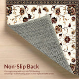 Beige Brown Floral Faux Wool Non Slip(Beige)