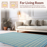 Abstract Loops Area Blue Beige Checkered Design(Blue)