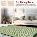 Modern Green Beige Lattice Area with Layered Diamond and Square Motifs(Green)