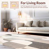 Modern Area Featuring Bold Lines and Geometric Shapes in Beige Grey(Beige)