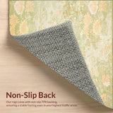 Indoor Area Non Slip Beige with Abstract Floral Design(Green)