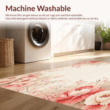 Artistic Floral Area in Blush Pink and Deep Beige Hues(Beige)
