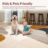Modern Non Slip with Curved Lines and Earthy Neutral Palette(Beige)