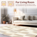 Artisan Abstract Area Showcasing Cream Mosaic with Beige Geometric Overlays(Beige)