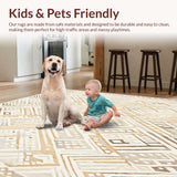 Boho Inspired Lattice Area with Abstract Diamond and Chevron Details(Beige)