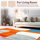 Modern Abstract Area Blue & Orange Woven Design(Orange)