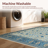 Cerulean Dream Area Beige Floral Artistic Floor Covering(Blue)