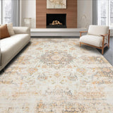 Beige Boho Accent Floor Cover Oriental Indoor Distressed(Beige)