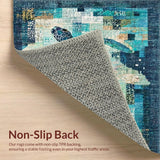 Marine Life Mosaic Featuring Blue Turtle and Coral Reef Artistic Motif(Blue)