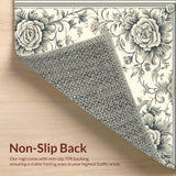 Elegant Floral Medallion in Smoke and Beige Non Shedding(Beige)