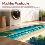 Tropical Coconut Palm Beach Sea Water Natural Scenery Floor Mat(Blue)
