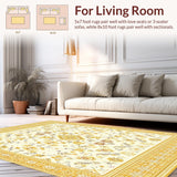 Chic Farmhouse Style Area with Geometric Floral Design(Beige)