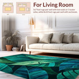 Tropical Leaf Motif with Textures(Blue)