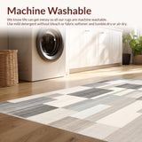 Minimalist Blocks Modern Abstract Low Pile Non Slip Area(Gray)