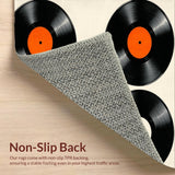 Retro Vinyl Record Patio Wear Resistant Area Mat(Black)