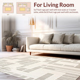 Abstract Geometric Non Slip Modern Art Inspired Beige(Beige)