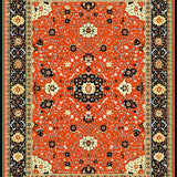 Vibrant Orange and Gold Abstract Floral Area with Elegant Motifs(Red)