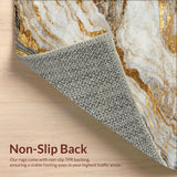 Minimalist Washable Rug with Sophisticated Brown Grey Marble Design(Gold)