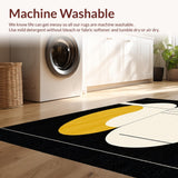 Modern Beige Black & Yellow Abstract Geometric Area(Black)