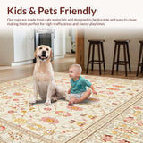 Chic Geometric Area with Modern Floral Accents(Ivory)