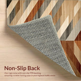 Modern Hallway Runner with Abstract Zigzag Earth Tone Design(Beige)