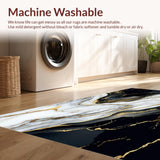 Marble Gold Swirls Accent Abstract Art Runner(White)