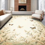 Enchanted Garden Edge Floor with Butterfly Motif(Beige)