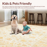 Chic Area with Abstract Floral Motifs in Light Tan and Ivory Hues(Ivory)