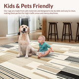 Modern Geometric Area Beige & Black Tribal Design(Beige)