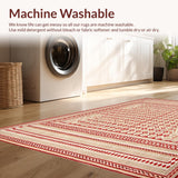 Modern Medallion Low Pile Non Slip Durable Easy Clean(Red)