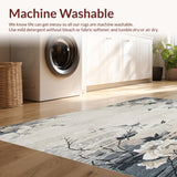 Serene Shadows Area Smoke & Beige Abstract Floral Composition(Beige)