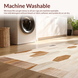 Modern Abstract Geometric with Artisan Beige Brown Hexagonal(Beige)