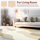 Abstract Riverbed Modern Rustic Beige Cream Runner Area(Beige)